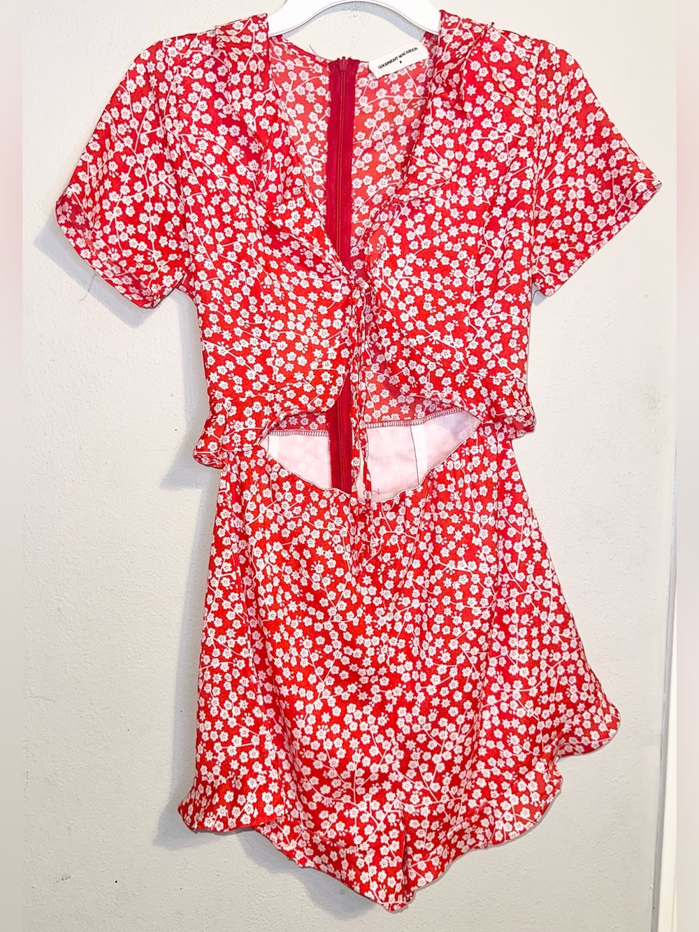 Goodnight Macaroon Red Floral Romper